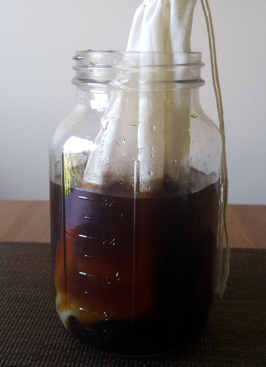 Cold brewing with a coffee bag