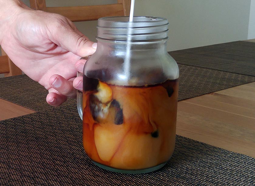 Iced coffee from cold brew and milk