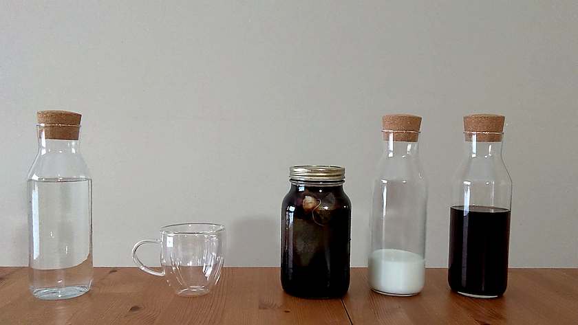 Cold brew coffee ready to be filtered.