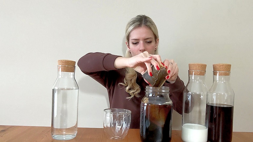 strain and decant cold brew coffee